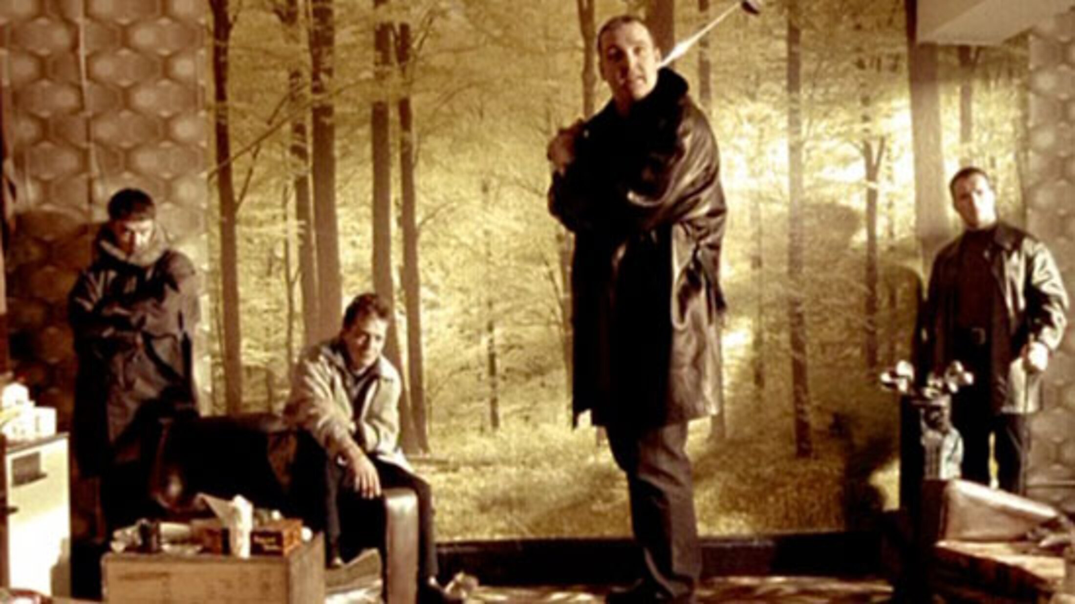 Production still from Lock, Stock & Two Smoking Barrels — set design by Eve Mavrakis